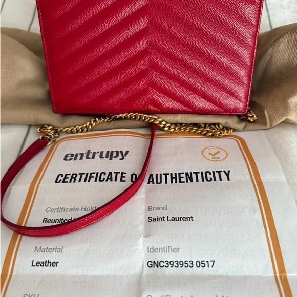 Yves Saint Laurent Red Chevron Crossbody WOC w/ COA - Picture 2 of 12